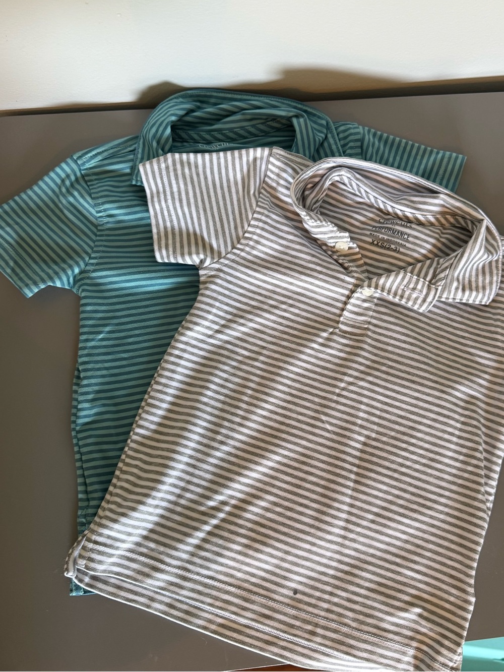 Crewcuts Striped Polo Duo in Teal and Light Gray